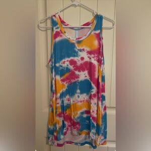 Blue and Pink Relaxed Sleeveless Tank Top